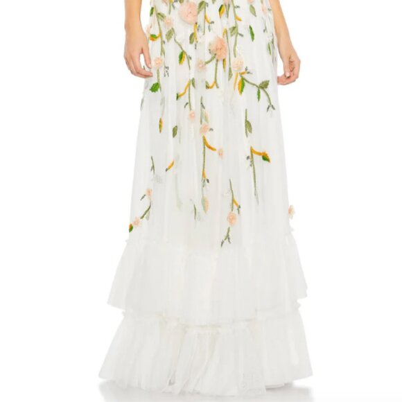 MAC DUGGAL 9171 EMBELLISHED SLEEVELESS V-NECK A-LINE WHITE MULTI GOWN sz 12 - Picture 4 of 6